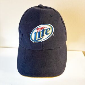 Miller Lite Dark Blue Strapback Hat With Embroidered Logo by ACME Hat Co.